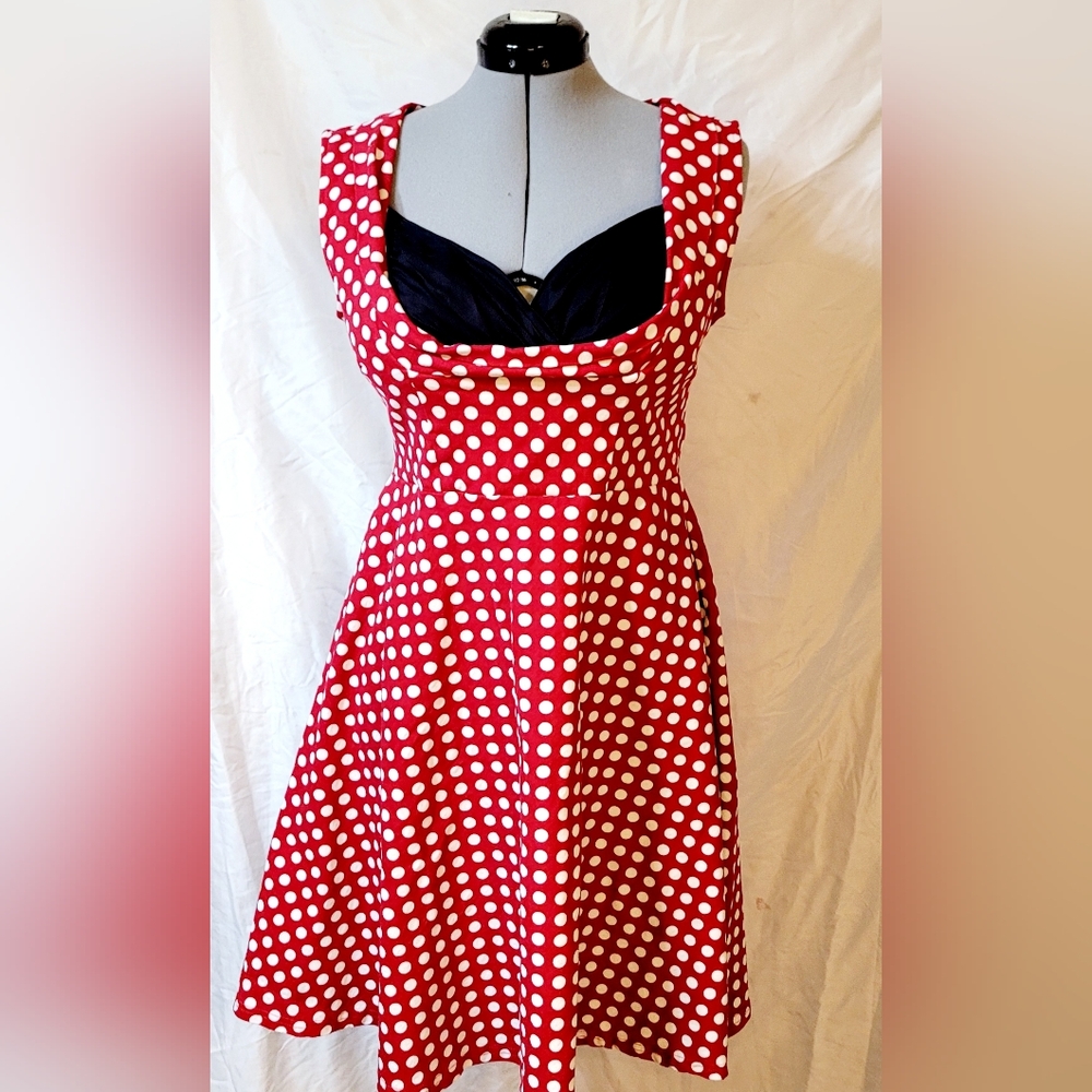 Miusol Retro Red & White Polka Dot Sleeveless Mini Dress Womens 2XL